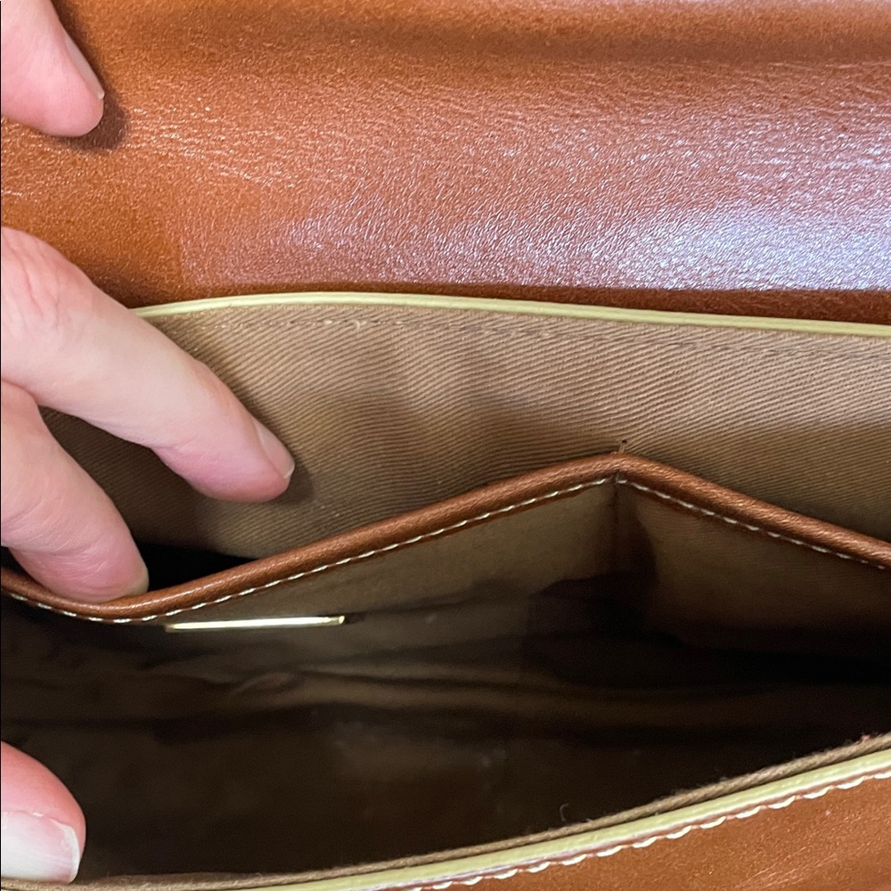 Maxx New York Leather cognac brown Gold chain  Studded Shoulder Bag - Picture 11 of 17